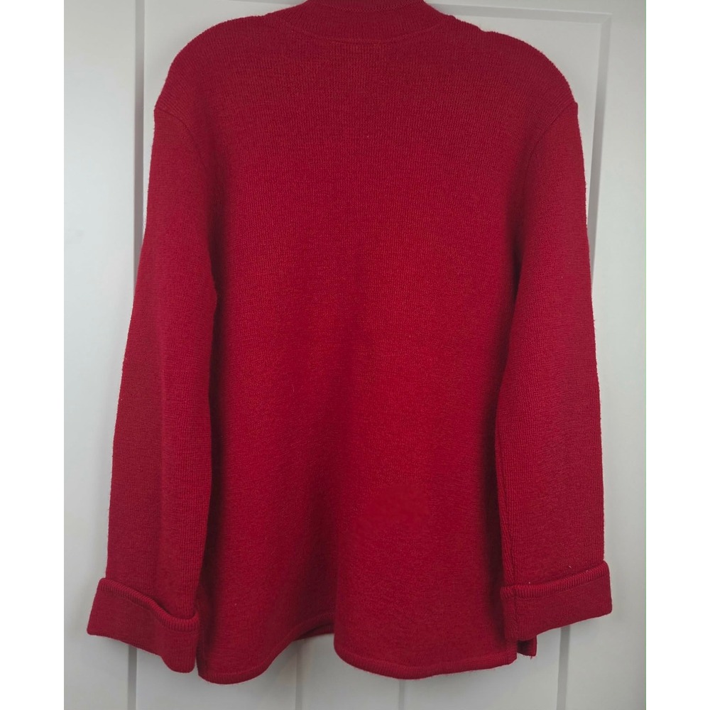 Talbots Petites Red 100% Wool Button Front Cardigan Sweater Jacket Women Medium - Picture 3 of 10